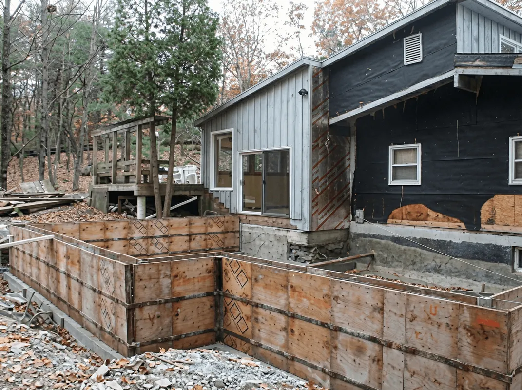 Prepared site with foundation forms for home remodeling and addition project in Jackson, MS